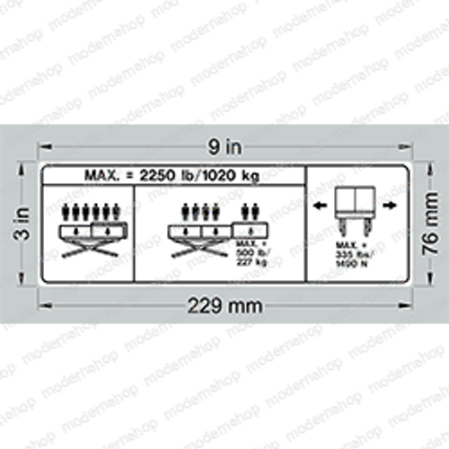 1705020: Gradall DECAL - CAP(2250LB-1020KG)