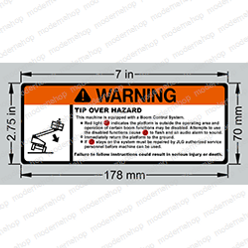 1705337: Gradall DECAL - TIP-OVER HAZARD