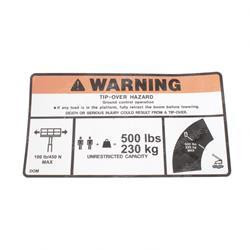 1707013: Aftermarket Gradall Decal 500 Lbs Max Cap 600
