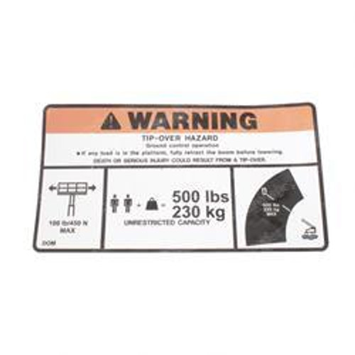 1707013: Aftermarket Jlg Decal 500 Lbs Max Cap 600 1707013: Aftermarket Jlg Decal 500 Lbs Max Cap 600