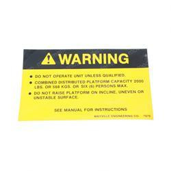 2587670: Aftermarket MEC (Mayville Eng) Decal - Capacity 2000LBS