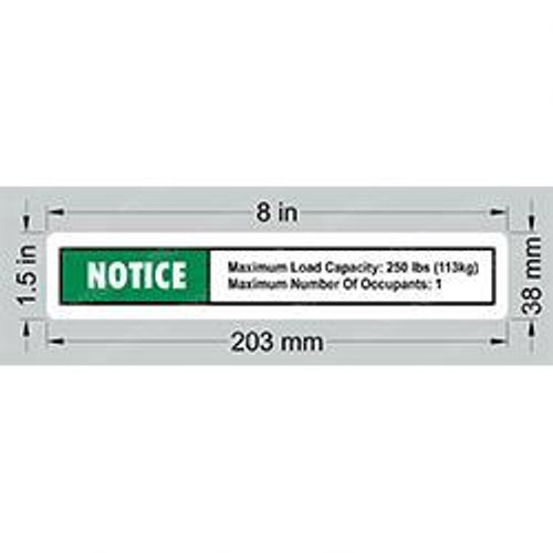 27869: Aftermarket Genie Decal Max. Load 250 Lbs 27869: Aftermarket Genie Decal Max. Load 250 Lbs