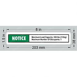 27869: Aftermarket Genie Decal Max. Load 250 Lbs