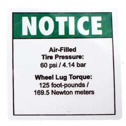 28168: Aftermarket Genie Decal Notice Tire Pressure