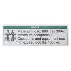 28169: Aftermarket Genie Decal Notice Max.load 660 Lbs