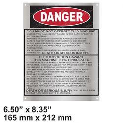 3251308: Aftermarket Gradall Nameplate Danger