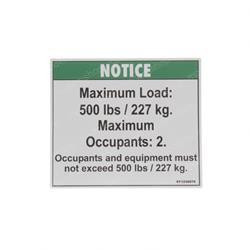 37052GT: Aftermarket Genie Decal - Notice Max Load 500 Lbs