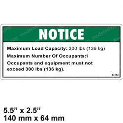 37143: Aftermarket Genie Decal Notice Load Cap 300