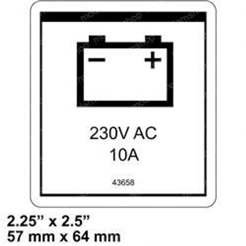 43658: Aftermarket Genie Decal - Power To Charger 230V