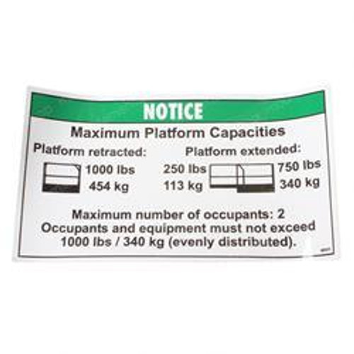 48331: Aftermarket Genie Decal Notice Max Cap 1000/250