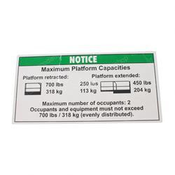 52337: Aftermarket Genie Decal Notice Max Cap 700 Ansi