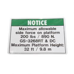 52802: Aftermarket Genie Decal Notice Side Frc 3268ANSI