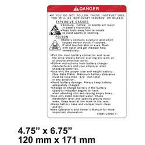 57831-U1090-71: Aftermarket Toyota Forklift Decal - Indicator Battery 57831-U1090-71: Aftermarket Toyota Forklift Decal - Indicator Battery