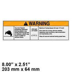 62707: Aftermarket Genie Decal Warning Max Towing Speed
