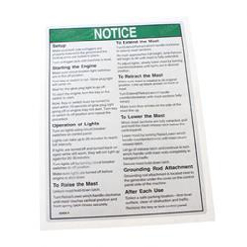 65408: Aftermarket Genie Decal Notice Oper Inst Tml