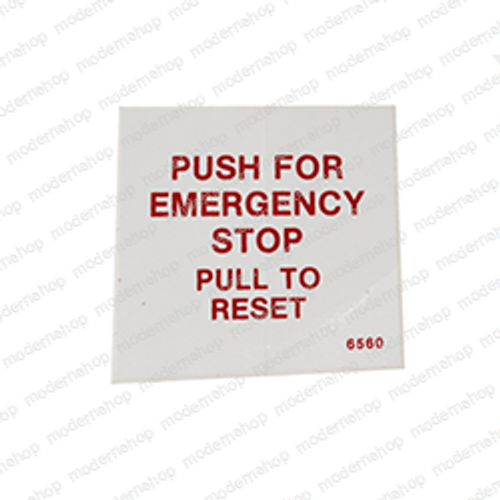 6560: Aftermarket Mec (Mayville Eng) Decal - Emergency Stop