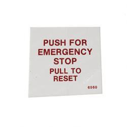 6560: Aftermarket Mec (Mayville Eng) Decal - Emergency Stop