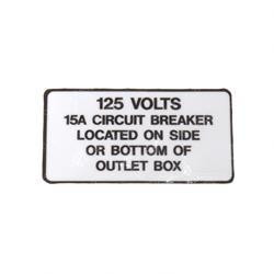 70921: Aftermarket Snorkel Decal - 125 Volts 15A Circuit