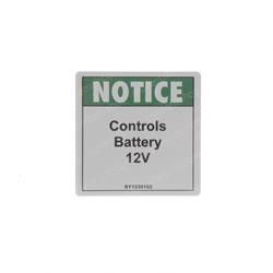 72169: Aftermarket Genie Decal - Controls Battery 12V