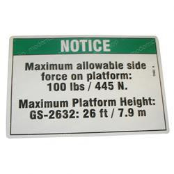 72992: Aftermarket Genie Decal Notice Side Frc 2632ANSI