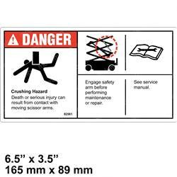 82561GT: Aftermarket Genie Decal - Danger Safety Arm