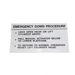 90727: Aftermarket MEC (Mayville Eng) Decal - Emergency Down