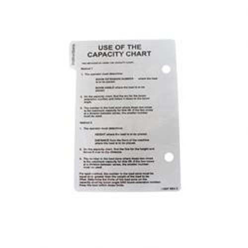 91513207: Aftermarket Jlg Decal Capacity Load Chart 91513207: Aftermarket Jlg Decal Capacity Load Chart