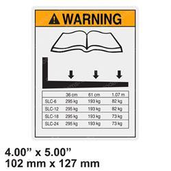 97543: Aftermarket Genie Decal Warning Load Chart Slc