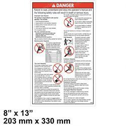 97890GT: Aftermarket Genie Decal - Danger Gen Safety Rules