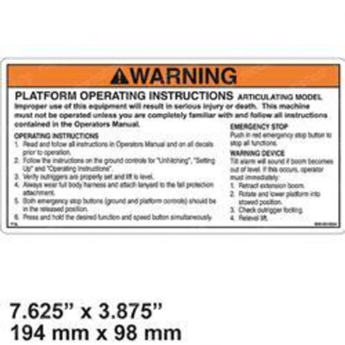 B06-00-0534: Aftermarket Haulotte Decal - Platform Operating