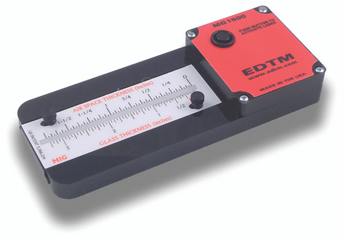 I.G. THICKNESS and GAP GAUGE meter
Used to measure glass and air space thickness in sealed insulating glass units. Laser reflections off the surfaces of glass appear on the graduated scale of the gauge allowing you to easily determine the thickness of the glass, plus the air space separating the pieces of glass in a sealed IG assembly. Powered by two standard AAA alkaline batteries.