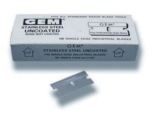 GT137  Stainless Steel 1? Single Edge Blades
Use in any 1? blade holder.  Stainless steel, uncoated. Pack of 100.