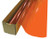 A roll of Flame-colored window film is partially unrolled from a cardboard box.
