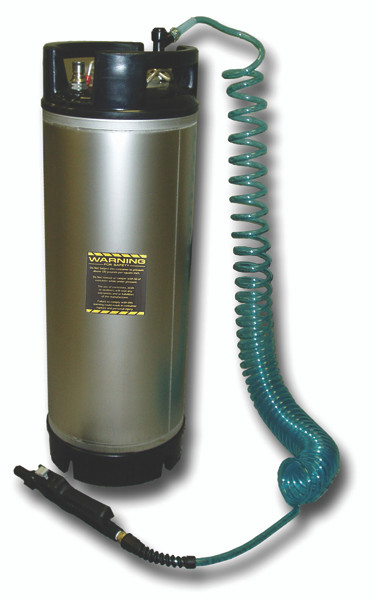5 GAL. STAINLESS STEEL SPRAYER
Deluxe pressure sprayer holds up to 5 gallons of mounting solution in a stainless steel tank. Hose can reach up to 15′ in length. Fill with solution and pressurize with air from any compressor. Curly, flexible hose reaches into cars or stretches to go up a ladder with you.