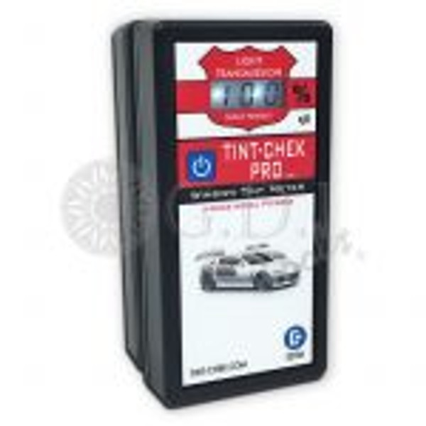Tint Chek Pro (TC3800) 2 Piece Auto Meter (GT239)
Measure Visible Light Transmittance (VLT) of automotive glass as well as any glass/film up to 1/4″ or 6.5mm thick.

The two-piece design allows for testing of the windshield, as well as rear and side windows.  The Reflector Unit does not contain any electronics and simply houses the reflector and magnets to help in aligning the two enclosures together for measurements.  The Instrument Unit contains all of the electronics.  A single, extremely long lasting, 9-volt alkaline battery powers the electronics.

Convenient Size and Effortless Results
The overall size of the product is only 5.1″ x 2.6″ x 2.0″.  This unit is the perfect size for your hand allowing for single hand operation without fumbling  with units that are too small or too large.

Backlit LCD Display (exclusive to TC2800 and TC3800)

Built for Accuracy and Reliability.
The TC3800 uses clever patent-pending techniques to remove any ambient light conditions that may be changing in the testing environment.  For instance, stray headlights and cloud cover have been known to negatively impact the performance of older VLT meters that are on the market today.  The meter comes from the factory calibrated to a NIST (National Institute of Standards and Technology – the U.S. governments standards agency) traceable standard.