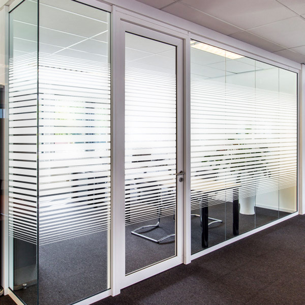 PVD7510-0002
Our Dual Line Gradient II is available in both Etched Glass and White Frost. It also comes in both 60in and 30in widths, so you can get the right privacy for your space. The 60in wide design consists horizontal lines starting with a 2 1/8in line in the center and getting progressively smaller on either side. The 30in wide is the same design at exactly half the size. Whether you choose etched or frost, it is a simple yet stylish way to add a little privacy to your home or office while still allowing lots of light.