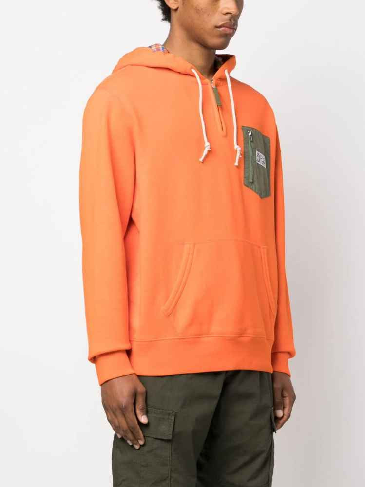 Men's Medium Polo Ralph Lauren Orange Half-zip Chest Pocket Hoodie