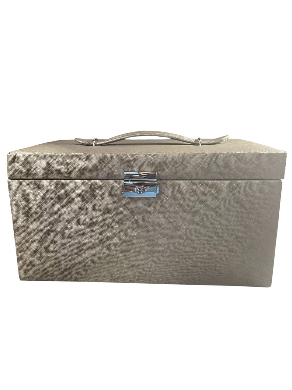 Wolf Heritage Large Jewelry Box, Pewter Saffiano (Bay 29-B)