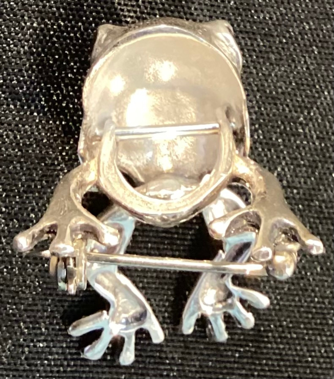 Sterling Silver Frog For Good Luck Articulated Brooch