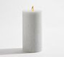 Premium Flickering Flameless Wax Pillar Candle - Salt Washed (Light Grey) (Bay5-B)