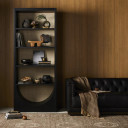 Higgs Brushed Ebony Oak Veneer Bookcase