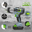 WORKPRO 20V Cordless Impact Wrench, 1/2-inch, 320 Ft Pounds Max Torque (TBay1)