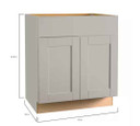 Hampton Bay Shaker 30 in. W x 24 in. D x 34.5 in. H Assembled Base Kitchen Cabinet in Dove Gray with Ball-Bearing Drawer Glides