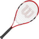Wilson Federer Adult Recreational Tennis Racket - Grip Size 3 - 4 3/8", Red/White/Black (Bay 22-L)