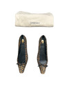 Saint Laurent Poppy Leopard-Print Grosegrain Ballet Flats  European 38 1/2(SRack-E)