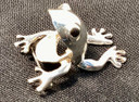 Sterling Silver Frog For Good Luck Articulated Brooch