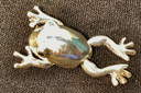 Sterling Silver Frog For Good Luck Articulated Brooch