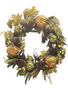 24" Autumn Harvest Pumpkin & Pinecone Wreath