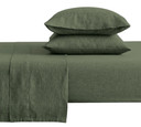 Belgian Linen Galen Full/Queen Sheet Set with 2 Standard Pillow Shams – Cypress (Bay 22-L)