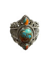 Women’s Sterling Silver Oval Copper Turquoise Ring – Size 7.5 (Used) (Case)